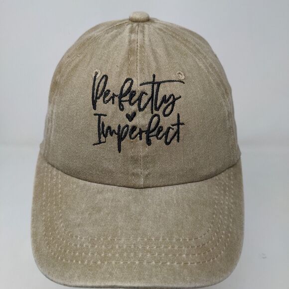 YF Women's Perfectly Imperfect Slideback Hat Tan Embroidered Logo - Picture 3 of 10